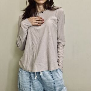 James Perse 3 (L) Slub Crew Long Sleeve Tee Top